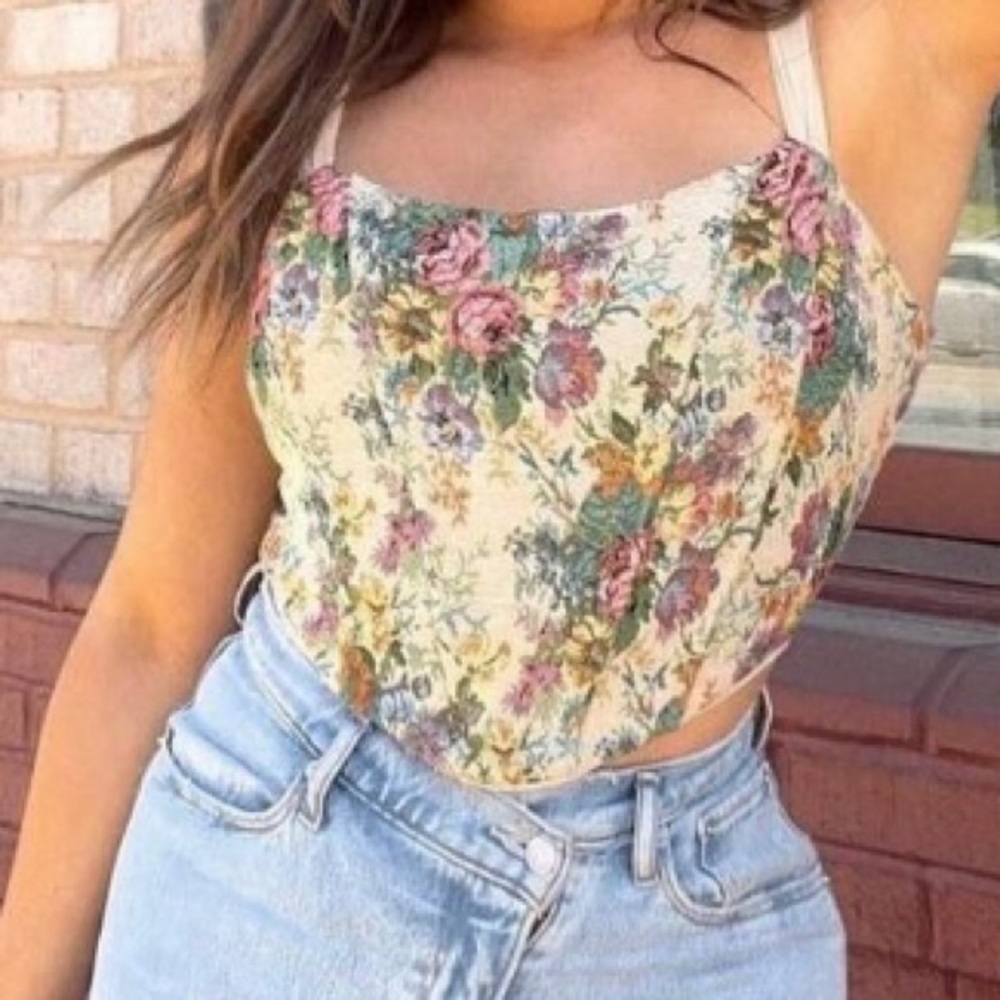 Altar’d state tapestry Floral corset top medium